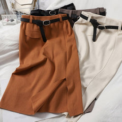 Design Solid Slim Pencil High Waist Body con Street wear Skirt Mssza