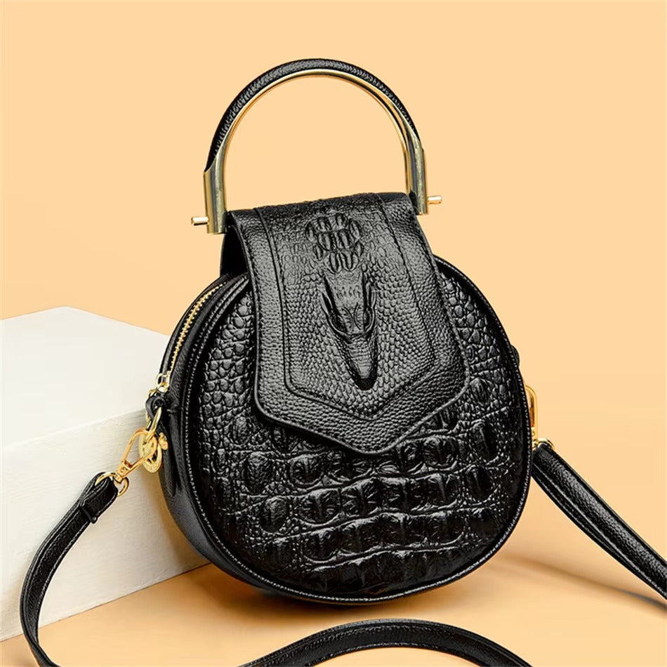 Designer Circle Crocodile Pattern Handbags Purses Small Shoulder Bag Mssza