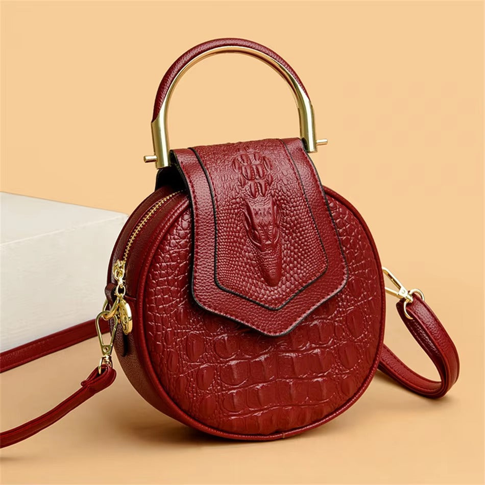 Designer Circle Crocodile Pattern Handbags Purses Small Shoulder Bag Mssza