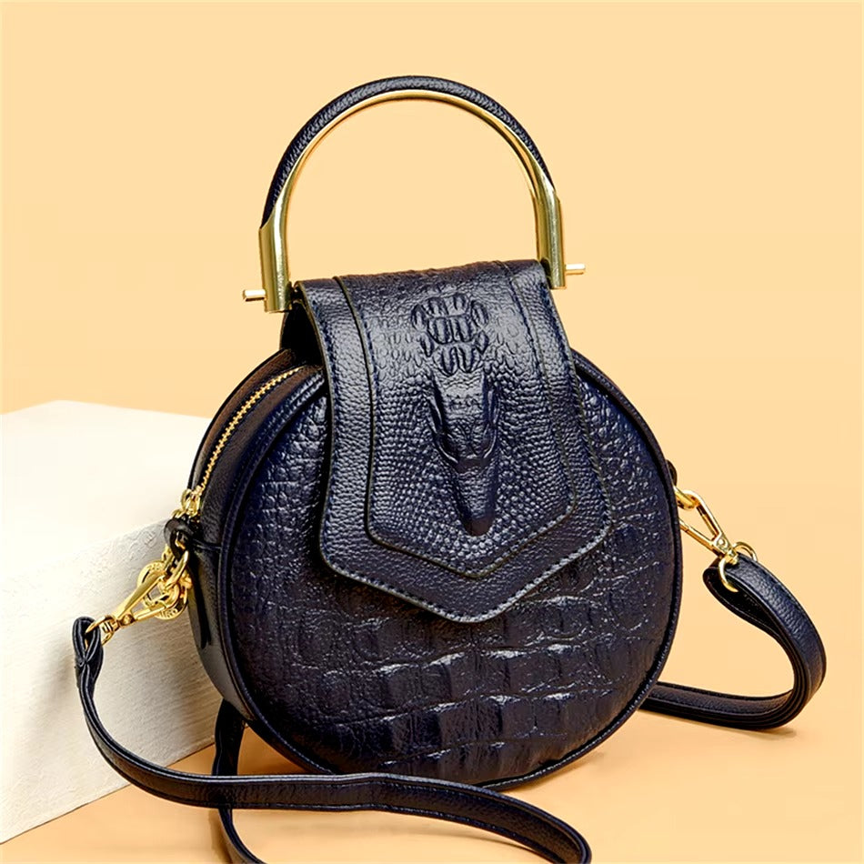 Designer Circle Crocodile Pattern Handbags Purses Small Shoulder Bag Mssza
