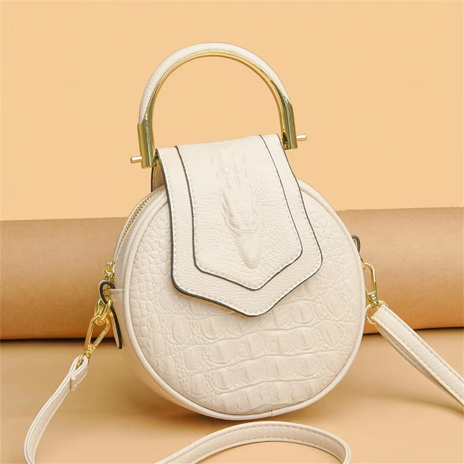 Designer Circle Crocodile Pattern Handbags Purses Small Shoulder Bag Mssza