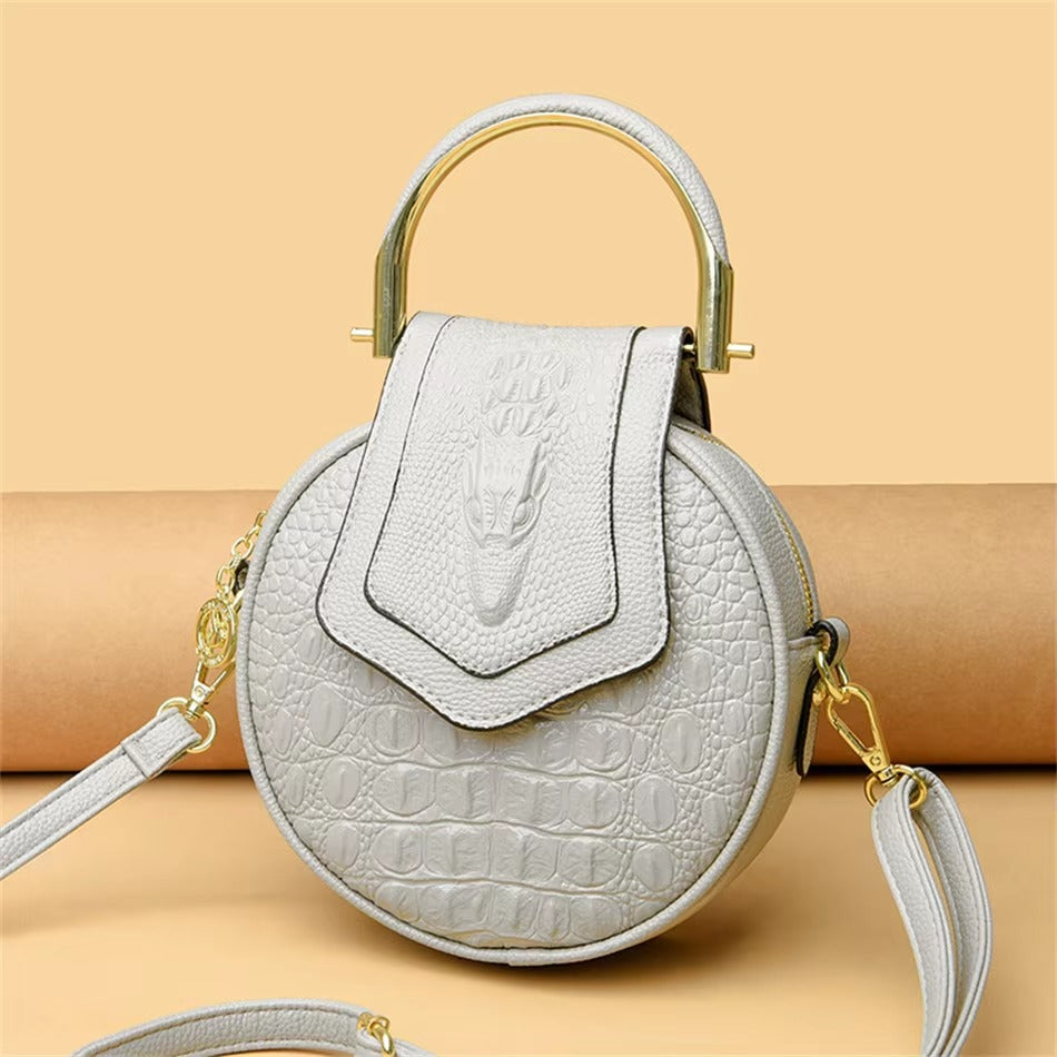 Designer Circle Crocodile Pattern Handbags Purses Small Shoulder Bag Mssza
