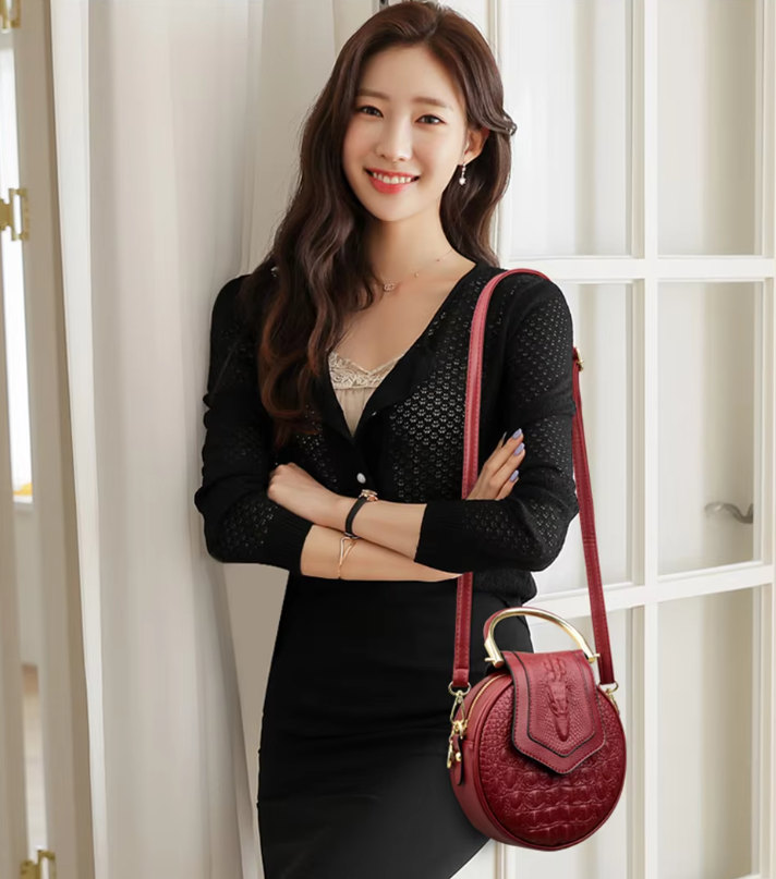 Designer Circle Crocodile Pattern Handbags Purses Small Shoulder Bag Mssza