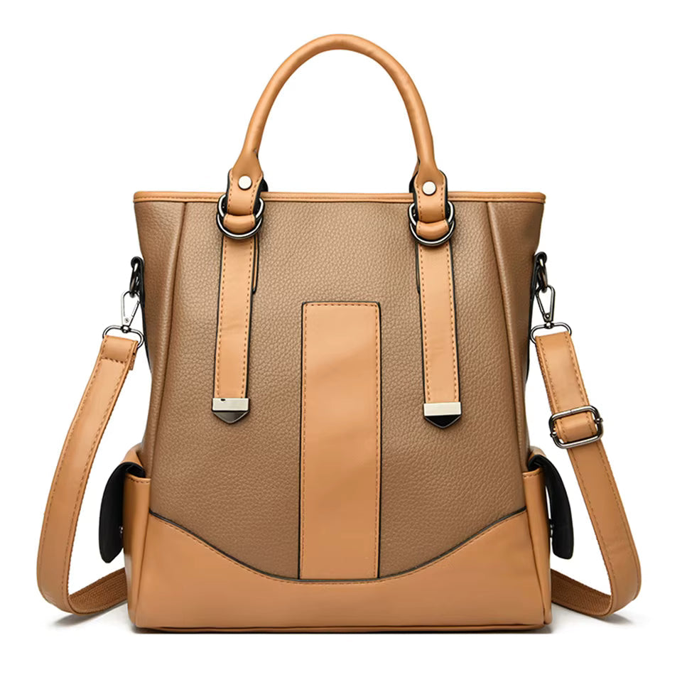 Designer Leather Patchwork Large Capacity Tote Shoulder Handbag Mssza