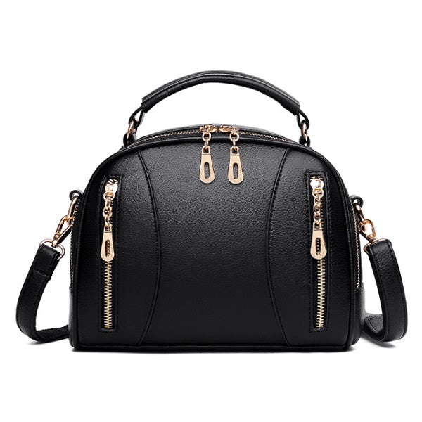 Designer Multi Zipper Simple Solid Color Shoulder Bag Mssza