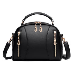 Designer Multi Zipper Simple Solid Color Shoulder Bag Mssza