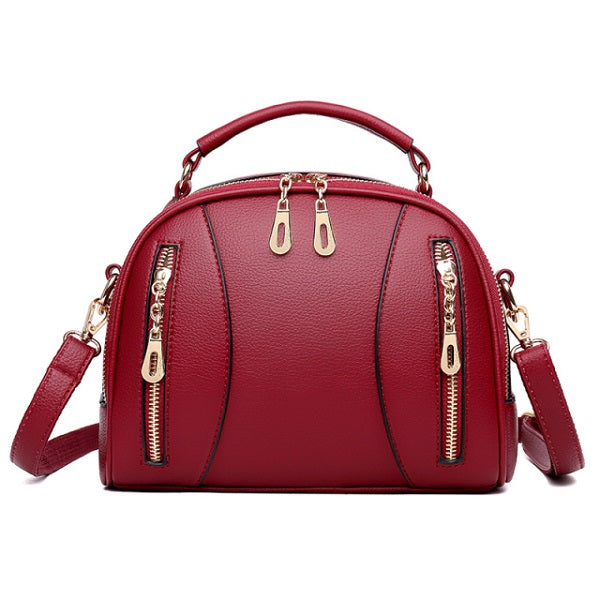 Designer Multi Zipper Simple Solid Color Shoulder Bag Mssza