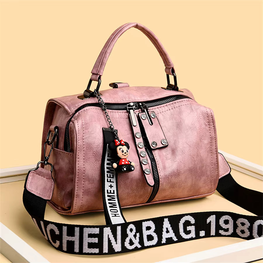 Designer Rivet Multifunction High Quality Leather Shoulder Messenger Tote Bags Mssza