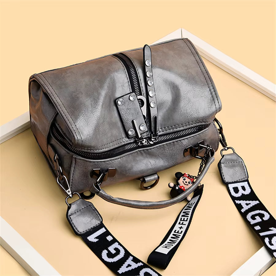 Designer Rivet Multifunction High Quality Leather Shoulder Messenger Tote Bags Mssza