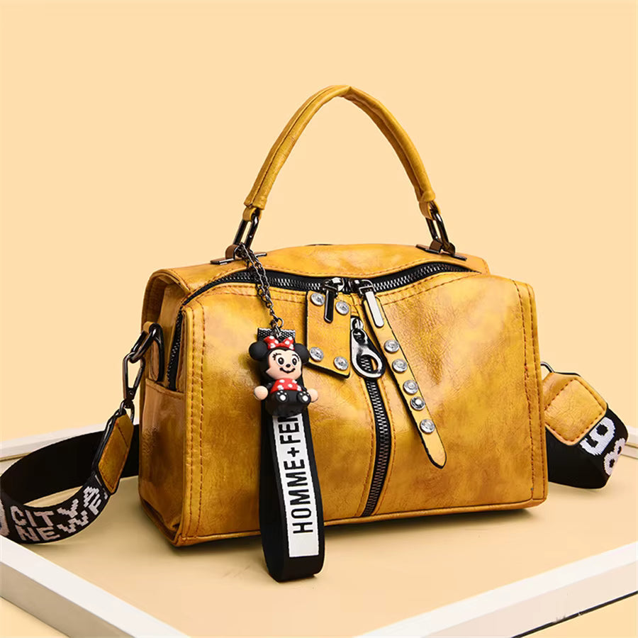 Designer Rivet Multifunction High Quality Leather Shoulder Messenger Tote Bags Mssza