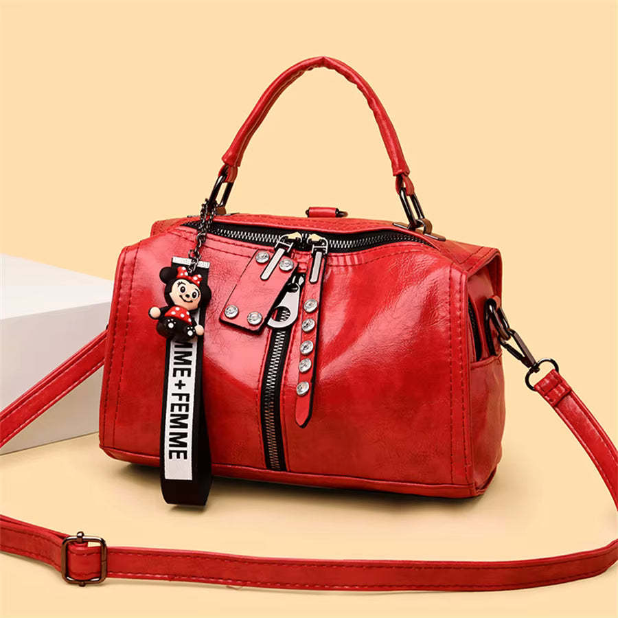 Designer Rivet Multifunction High Quality Leather Shoulder Messenger Tote Bags Mssza