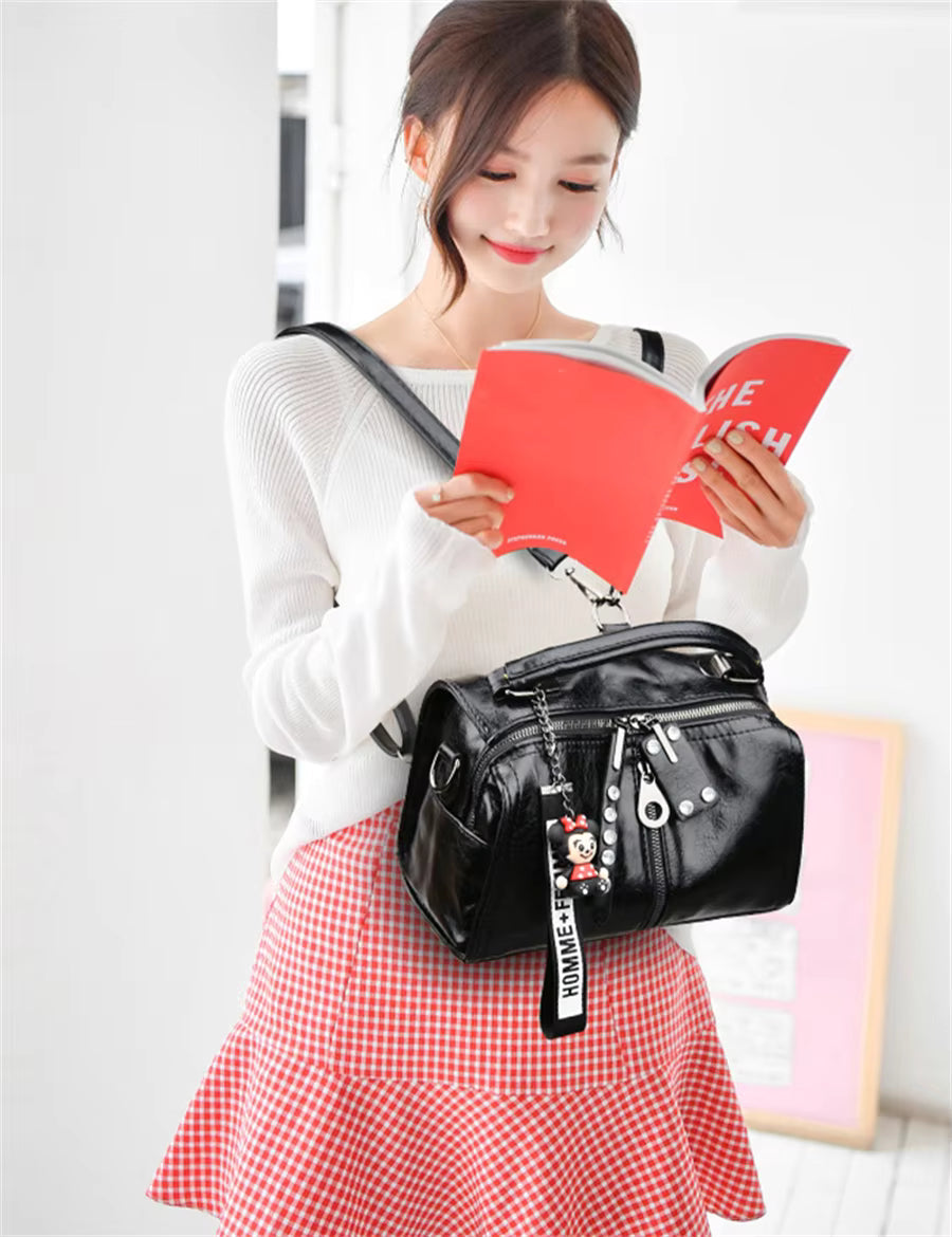 Designer Rivet Multifunction High Quality Leather Shoulder Messenger Tote Bags Mssza