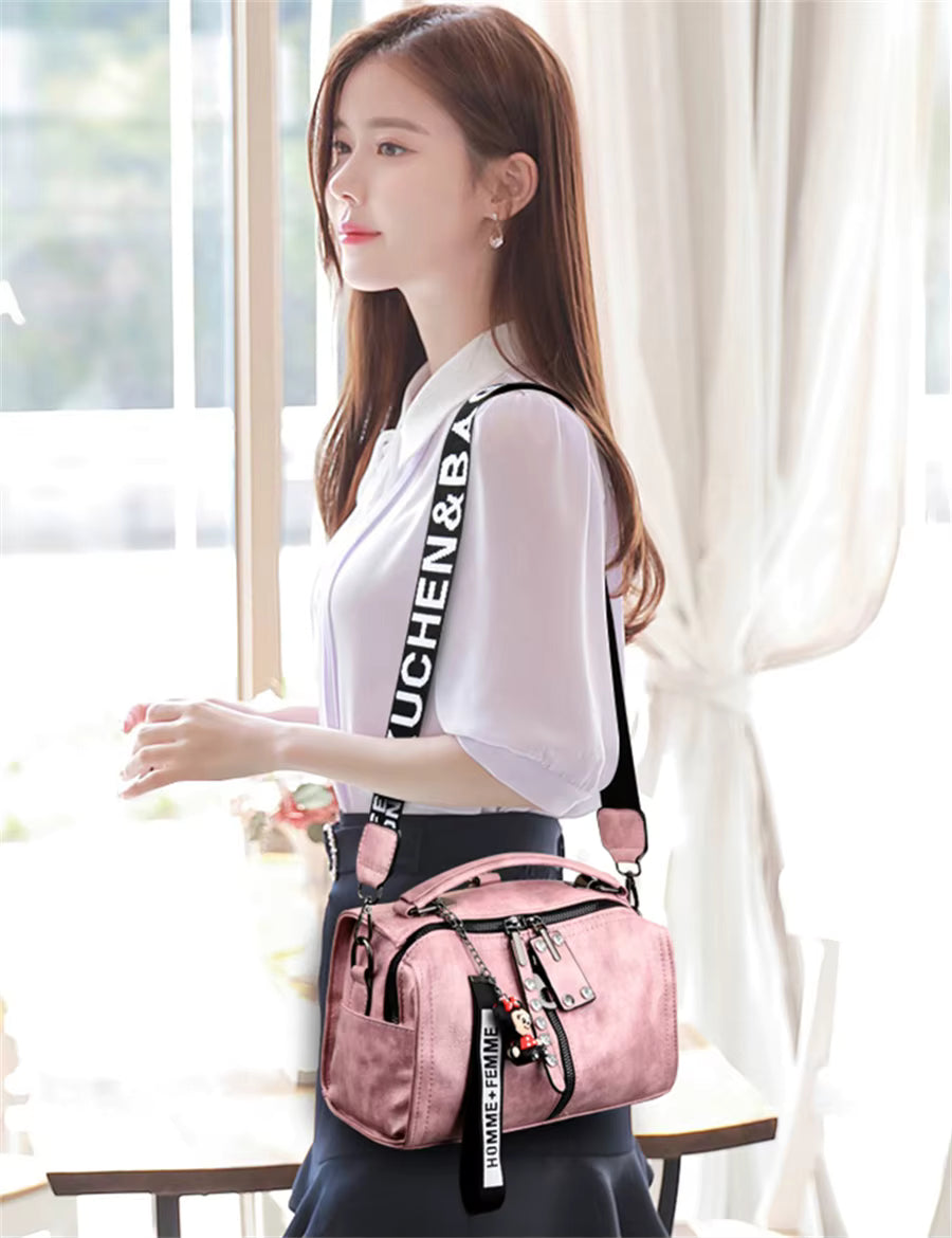 Designer Rivet Multifunction High Quality Leather Shoulder Messenger Tote Bags Mssza