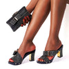 Diamond Bow Wallet High-Heeled Slippers Crystal Shoe Bag set Mssza