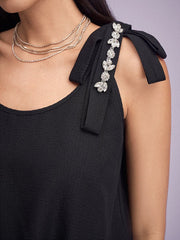 Diamond Chain Bowknot Strap U-neck Tank Top Mssza