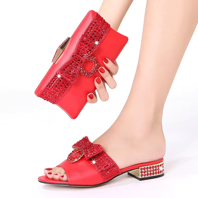 Diamond Clutch Crystal Flat Heel plus size Slippers Christmas Party Gift Rhine Stone Evening Bag Mssza