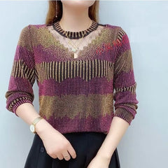 Diamond Hollow Out Trend Loose Casual Lace Patchwork Pullover Top Mssza