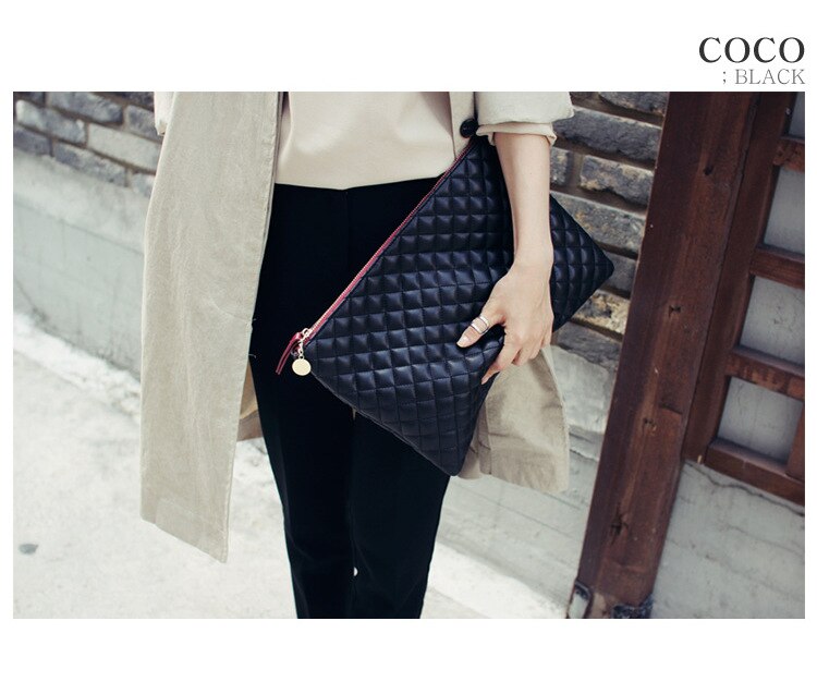Diamond Lattice Women Day Clutch Bag PU Leather Clutches Ladies Hand Bags  30*20CM Mssza