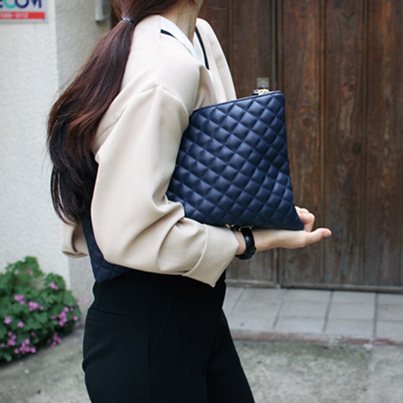Diamond Lattice Women Day Clutch Bag PU Leather Clutches Ladies Hand Bags  30*20CM Mssza