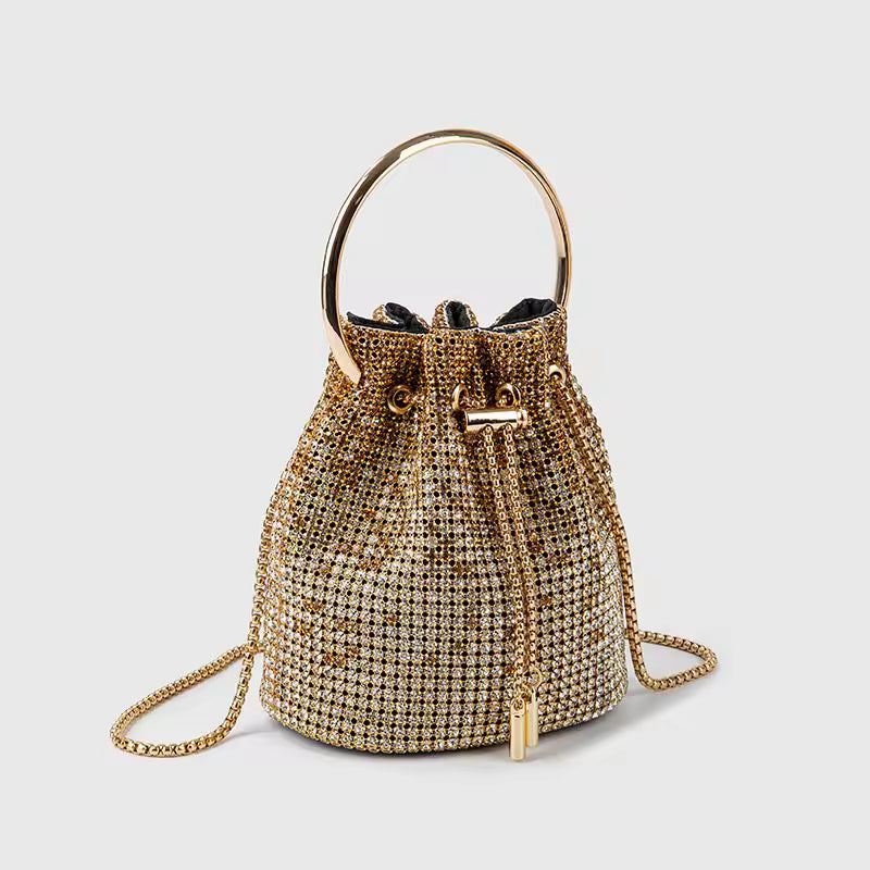 Diamond Rhinestones Bling Shoulder Purse Crossbody Bucket Bag Mssza