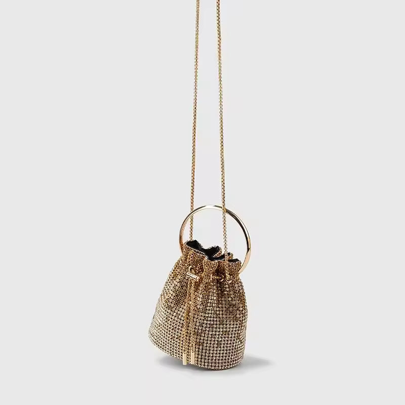 Diamond Rhinestones Bling Shoulder Purse Crossbody Bucket Bag Mssza