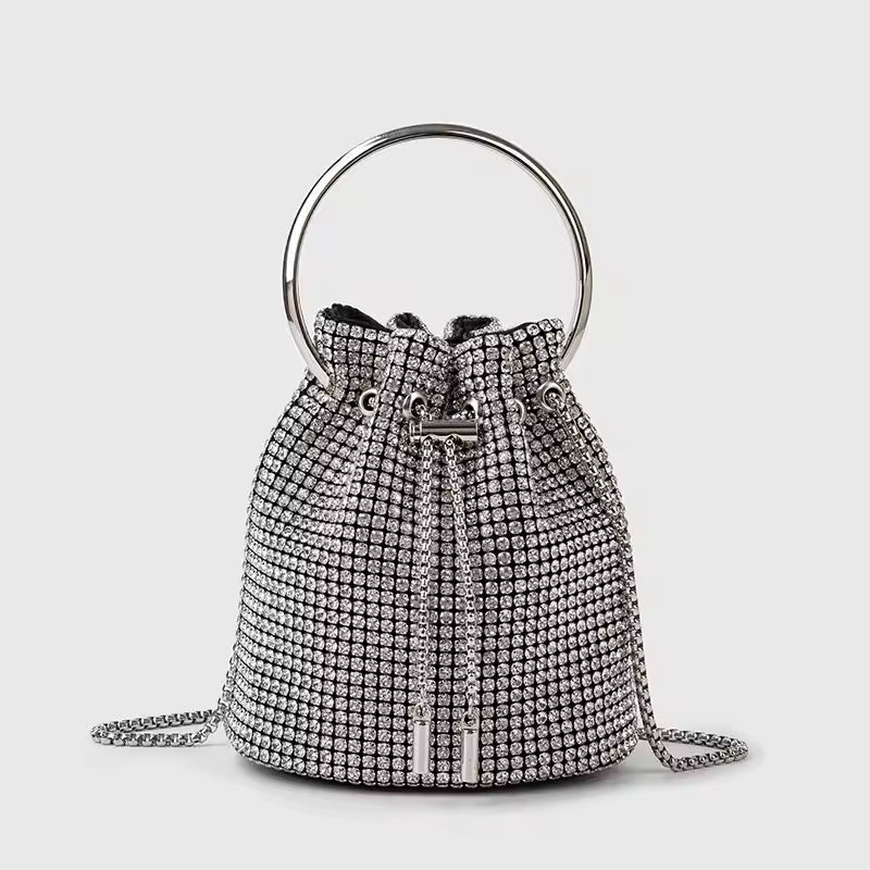 Diamond Rhinestones Bling Shoulder Purse Crossbody Bucket Bag Mssza