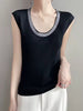 Diamond U-neck Sleeveless knitted Vest Tank Tops Mssza