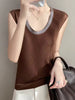 Diamond U-neck Sleeveless knitted Vest Tank Tops Mssza