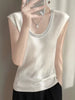 Diamond U-neck Sleeveless knitted Vest Tank Tops Mssza