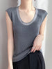 Diamond U-neck Sleeveless knitted Vest Tank Tops Mssza