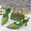 Diamond Studded Pointed Toe Party High Heels Gorgeous Shoes and Bag Mssza