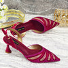 Diamond Studded Pointed Toe Party High Heels Gorgeous Shoes and Bag Mssza