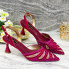 Diamond Studded Pointed Toe Party High Heels Gorgeous Shoes and Bag Mssza