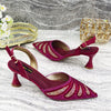 Diamond Studded Pointed Toe Party High Heels Gorgeous Shoes and Bag Mssza