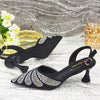 Diamond Studded Pointed Toe Party High Heels Gorgeous Shoes and Bag Mssza
