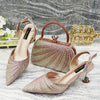 Diamond Studded Pointed Toe Party High Heels Gorgeous Shoes and Bag Mssza