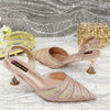 Diamond Studded Pointed Toe Party High Heels Gorgeous Shoes and Bag Mssza