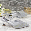 Diamond Studded Pointed Toe Party High Heels Gorgeous Shoes and Bag Mssza