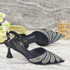 Diamond Studded Pointed Toe Party High Heels Gorgeous Shoes and Bag Mssza