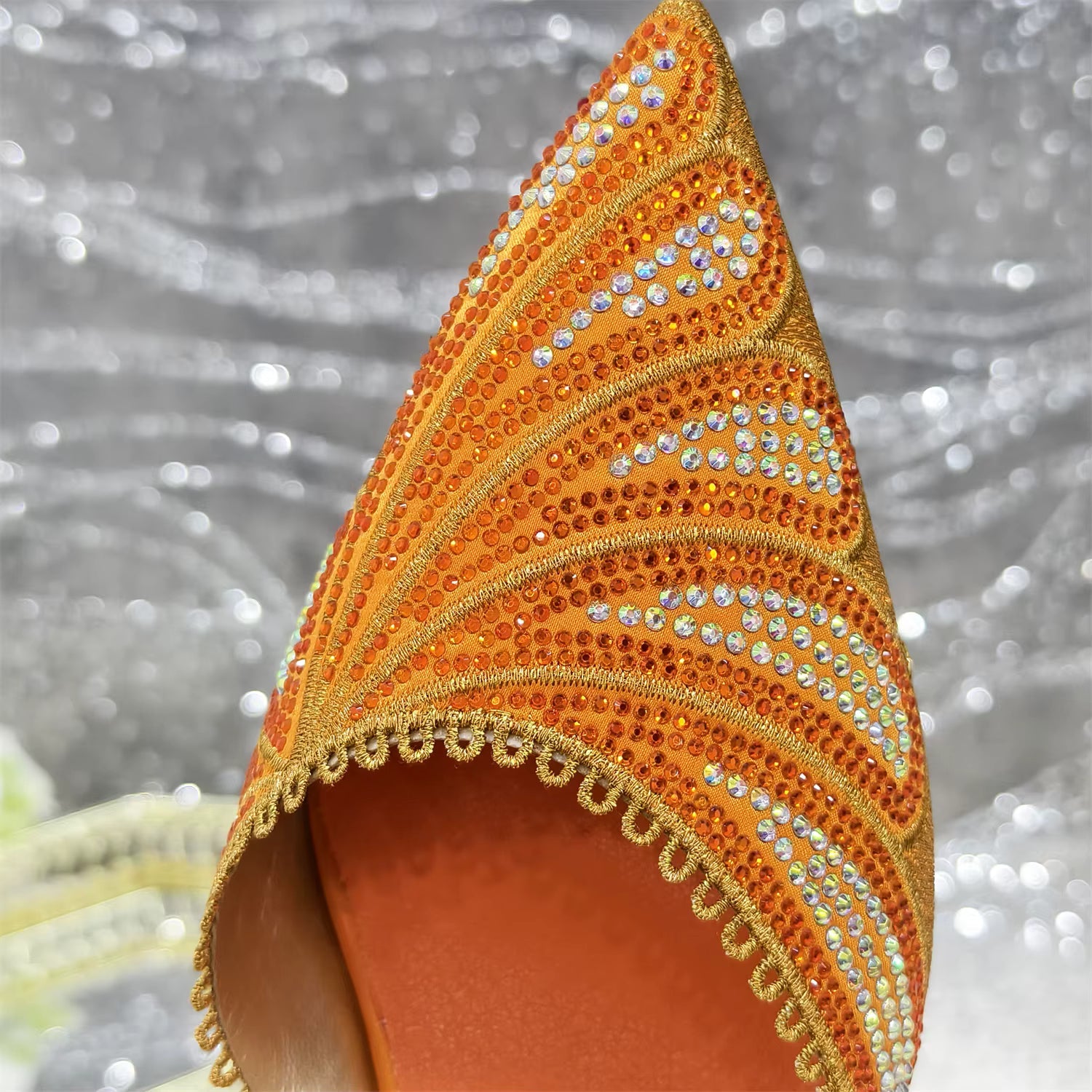 Diamond Studded Pointed Toe Party High Heels Gorgeous Shoes and Bag Mssza