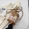 Casual Diamond lattice Zipper Leather Bucket Small Handbags Mssza