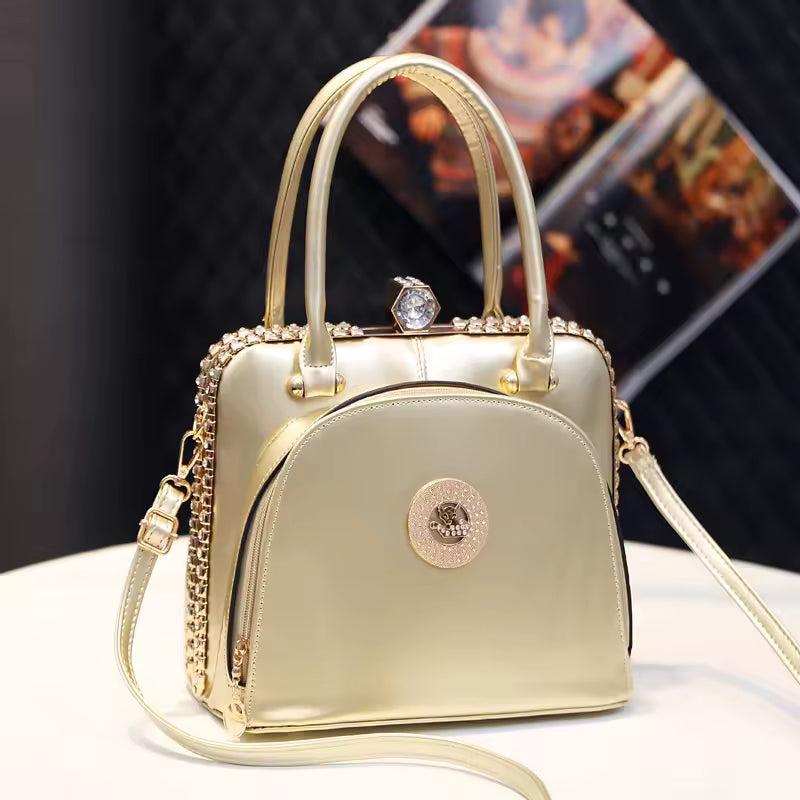 Diamonds Genuine Leather Small Crystal Cosmetic Evening Bag Mssza