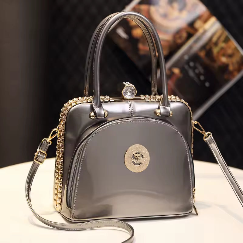 Diamonds Genuine Leather Small Crystal Cosmetic Evening Bag Mssza
