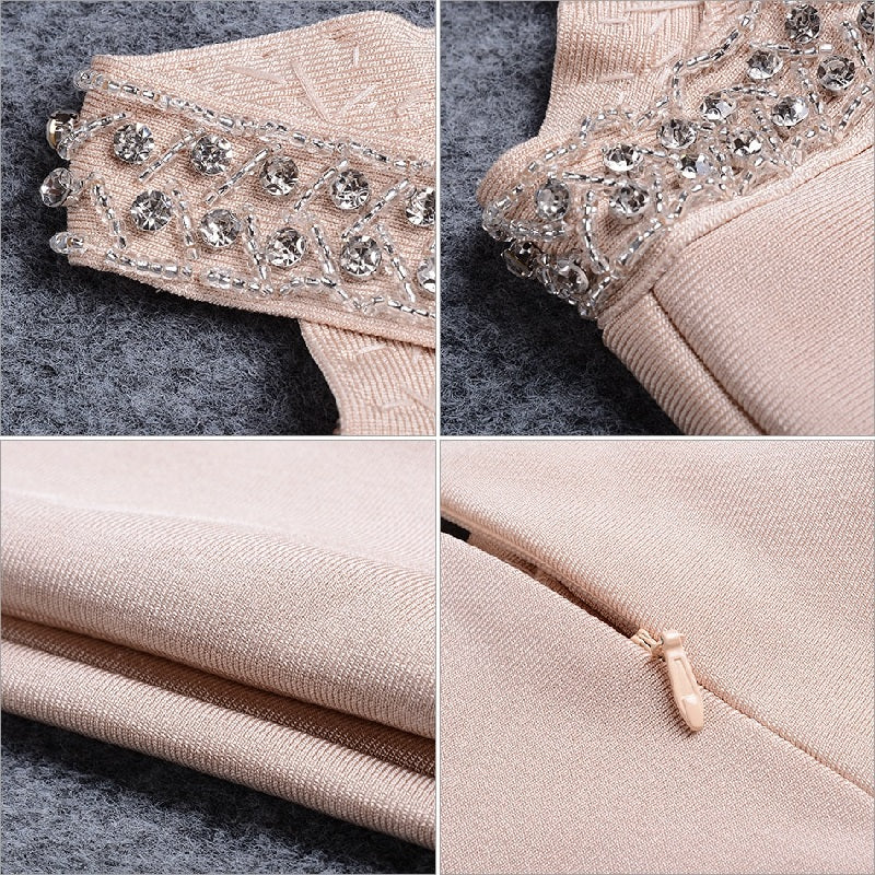 Diamonds Studded Hollow Out Trousers Party Luxury Bandage Pencil  Pants Mssza