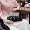Luxury Elegant Diamonds Tassel Leather Chain Single Shoulder Banquet Evening Bags Mssza