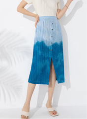 Drape Elastic Waist Open Pleated Printed Elegant And Vintage Half Skirts Mssza