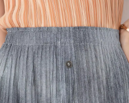 Drape Elastic Waist Open Pleated Printed Elegant And Vintage Half Skirts Mssza