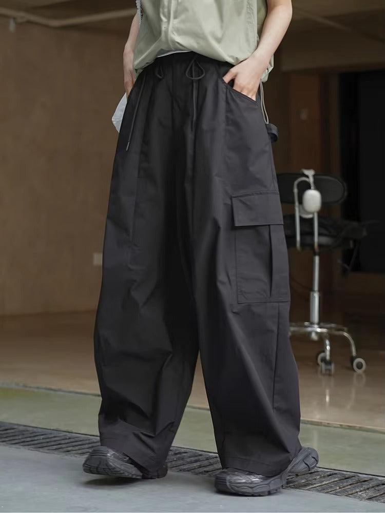 Drawtstring Pocket High Waist Long Vintage Cargo Pants Trousers Mssza