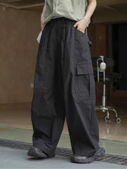 Drawtstring Pocket High Waist Long Vintage Cargo Pants Trousers Mssza