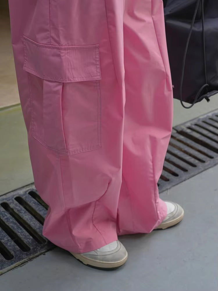 Drawtstring Pocket High Waist Long Vintage Cargo Pants Trousers Mssza